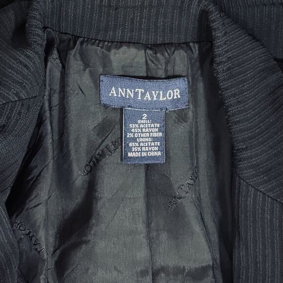 VTG Ann Taylor Jacket Women's Size 2 Black Striped Career Work Button Up Blazer - Picture 5 of 8